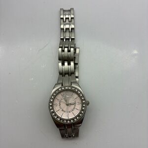 FMD Silver Tone Pink Dial Rhinestone Bezel Watch FMDWS049 IF190 Japan Movt